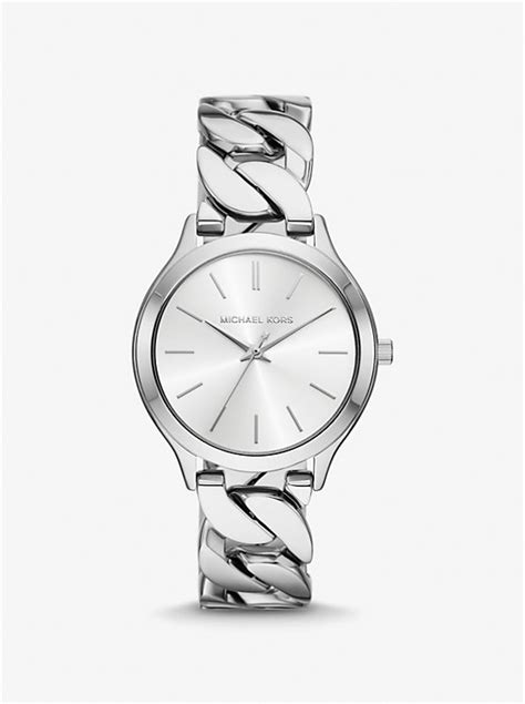 michael kors men's silvertone|Slim Runway Silver.